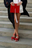 I wore these for my grad pics; they were actually super comfortable! True to size - Sophia B.