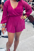 This romper is cute and it's my first time wearing a romper. I wore it to the Beyoncé Renaissance Tour. This runs slightly large, I ordered an extra small based off the reviews and it fit perfect. I did use a safety pin to close the top a little since my girls aren't big enough for me to fill the top out. - Teunille W.