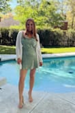 Maybe runs a little small. I could wear a medium in dresses but ordered a L and it fit perfect. I'm tall so probably would've shown my butt if ordered a M. Beautiful color. So many compliments. - Reese J.