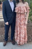 This dress is gorgeous and fit perfectly. Very nice fabric and I received many compliments. I will say the "sleeves" are a bit tight but that didn't bother me, it helped hold the dress up so I wasn't pulling it up all night! - Savannah R.