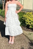 Such a beautiful dress! I got this for my 12-year-old daughter for her junior cotillion ball and it was perfect! The neckline comes up high enough to not be revealing while still being super cute! Excellent quality can wear the dress with no bra and be totally fine - Rachel B.