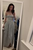 Oh, the beauty and texture of this dress feels and looks like a million dollars! So romantic with a cute slit that definitely covers when you walk around. The fit is perfect. A little long by maybe an inch but with me being on the petite size means I get to wear cute wedges to add to this outfit! Highly recommend!! - Randa Z.