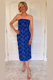 I love this dress!  The blue color is gorgeous with the appliqué flowers and the fit and length were perfect. The material is comfortable with the perfect amount of  stretch in it. Overall, it is a very flattering dress and I'm excited to wear it to an upcoming spring wedding! - Kristin C.
