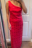 I ordered this dress last minute for the tea ceremony before my wedding. It was the perfect red & pattern, with a modern twist. I ordered a S & XS (I'm usually between XS-S). I was able to squeeze into the XS, but it was way too tight for comfort. The small was pretty baggy on me, but fit well around my hips. I ended up keeping the small and altering it to be tighter around my chest & waist. I'm happy with the way it turned out. Overall satisfied with the color and material for the price, & speedy delivery! - Alyssa I.