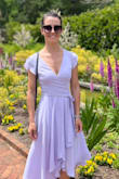 Such high-quality fabric and such a sweet dress. Just absolutely classy. Will need a good steam to get out wrinkles but well worth the time to do that! I loved the way it made me feel. I could absolutely be dressed up too and cannot wait to wear it again. I might add a white belt to it instead of using the tie since it would loosen a little and I like the cleaner, straight look.
Update* wore it with the belt for Easter brunch and got so so many compliments on it! - Hailey G.