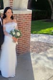My husband and I decided to have a small, intimate backyard wedding and I ordered this! I was 6 months pregnant and this dress fit perfectly. If I wasn't pregnant I would have ordered a small but ordered a medium due to my belly. Overall loved the fit and look of this dress! I got so many compliments! - Erin S.