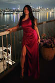 Its a beautiful dress! It fit Perfect, got a lot of compliments. Is not bright red its more dark than the picture which made it better. It's very flattering to the body. - Angela I.