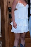 Such a cute flowy dress! Bought for a frat formal and wore with cowgirl boots. Fit so nicely and it's so pretty and elegant:) highly recommend - Libby B.