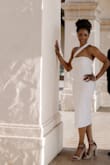 I wore this dress for my engagement shoot and it fit perfectly. I just absolutely loved it. I had so many compliments on my photos and from onlookers while we took our pictures, definitely recommend. - Bianca J.