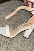 I ordered an 8.5, which is my usual size, and they fit great. They are very comfortable and are easy to walk in. The gold buckle is a very nice touch. Overall, I love these shoes. It says off white for the color, but I promise they look like a normal white. The only thing I was struggling with was the holes on the ankle strap. There wasn't a hole that made them buckle tight enough on me, but I poked an extra hole and they looked fine. - Kaitlyn T.