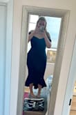 This stretchy but snug cocktail dress was giving hourglass goddess vibes and I felt like a million bucks! Very easy to dance in and love the no zipper factor. Grab a pair of shapewear shorts underneath and you can dance the night away chafe-free in this super comfy showstopper! - Lucy R.