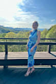 This dress fit perfect, was so comfy & flattering. True to size. The colors are gorgeous. Would recommend! - Andrea S.