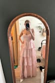 I absolutely adore this dress. It's so amazing. Definitely need to wear heels but not even tall ones. I'm wearing 2 inch block heels, and it falls perfectly right above the floor. The detailing is gorgeous, and I love that it has adjustable straps - Ivy W.
