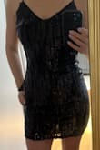 This dress is pretty and comfy. Easy to put on. I like the sequin pattern. - Veronica B.
