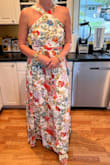 I love this dress and got so many compliments at my fundraiser/gala. I am 5'10" and wore a short heel and it was just right length so most women will need to hem it. It is a little short from the shoulder to just under the bust. - Katie D.