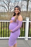 Ordered this dress for a good friend's wedding as a guest and at 28 weeks pregnant, and it was awesome. Stretchy and comfy so it's bump-friendly but can be worn postpartum as well. Loved the lavender color, and I got compliments all night long on the dress. - Sarah B.