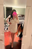 I bought this for a graduation, and it is BEAUTIFUL. It is a bit tight in the bust if you are larger-chested (like me), so it's just something to be mindful of. It is also low-cut, but the sleeves allowed me to wear a normal bra, which was super nice. Overall, pretty comfortable, but it was a bit tight. I sized up one and then got it altered to ensure it was comfortable to wear all day, but you might get away with ordering your normal size. - Alyssa K.