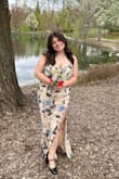 I was concerned that the style wouldn't look good on me because I am larger, but I loved it in the end. I got the black [tulle] removed from the sleeves because it made my shoulders look larger than they were, but once removed, the dress was a perfect fit!! - Nicole S.