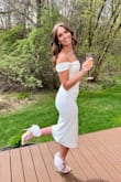 So thankful for this dress! I felt beautiful! The slit was perfect. The straps on the one arm stayed all throughout my bridal shower. 10/10 recommend! - Taylor O.