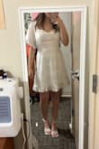 Bought for my college graduation in a couple of weeks and I love it! Like other reviews say, it is slightly tight in the waist since it's not elastic but I wouldn't change the size. There's also a bit of room in the chest area so the fabric falls down and exposes me when I sit or bend down so my fellow small-chest girlies beware!! - Caitlyn C.