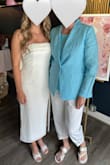 I absolutely loved this dress for my bridal shower! I usually am in between a small and a medium in Lulus. I sized up to a medium and it fit perfectly. The material is thick, but honestly, it does wrinkle and I wasn't able to get them out by ironing the dress. Overall, would choose the same outfit again. - Jessica