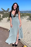 Fits true to size.  No alterations were needed with the exception of the length.  We brought it up about 1.5-2 inches.   Comfortable and flattering.  My daughter loved it! - Wendy W.