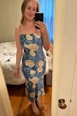 This dress is gorgeous!! I plan on wearing it to a wedding but could definitely wear it for a nice dinner out or other event. So comfortable and elegant. Hits at all the right spots! TTS. Happy with this purchase! - Allison M.