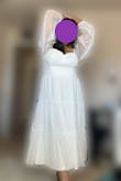 It fit beautifully but ran a little large in the bust and shoulders, as the sleeves kept falling off. I think it would be fine with a thicker strapless bra and safety pins. Otherwise, it is a beautiful dress and very flowy. I love that I can twirl in it. - Ilisa P.