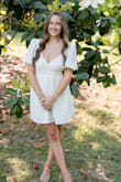 I wore this for my engagement shoot and it was great! I felt that the length was good, not too short, and the sleeves were the perfect amount of puffy but not too much! The material is nice and airy, and I have gotten a lot of compliments on this dress!! - Stacey K.