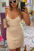 Ugh this is the PERFECT bachelorette dress! Love the customizable fit due to the lace up back - everything felt super secure throughout the night. Sequins were the tiniest bit itchy after a few hours, but that was to be expected with any sequin dress. Love love love. - Alyssa L.