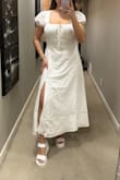 The dress on the model in the photo is at the perfect length; however, she must have been a giant as I am 5'4, and in heels, the dress is down to my ankles. Sadly won't work out - Lachanda M.