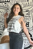 I ordered this top for a trip to Nashville. I love the simplicity and style. It fit well with the vibes & aesthetics. Because of the flowy and oversize fit I ordered it in an XS, I'm typically a S. - Rocio Z.