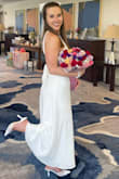 These shoes are so beautiful and comfortable! I am not a heels girlie and I wore these for 4 hours at my bridal shower. I was mostly standing and mingling and my feet didn't hurt at all. I typically also have a wider foot and these were not too narrow or tight! 10/10 recommend to anyone considering. - Ashlynn M.