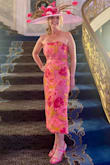 The dress is gorgeous, exactly as pictured. It fits true to size- plenty of room in the chest, which can sometimes be an issue for me (34D). The only reason I didn't score it perfectly is the fragility of the fabric. I wore once (to the  Kentucky Derby) and found that it does fray or snag. I did trim the snags- but not 100% sure I will/can wear them again (only because of the snags!!!) Otherwise- gorgeous! - Tracey J.