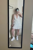 This dress is really cute! Not too long even though I'm short. There is no support in the bra area so beware! - Kate W.