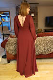 I ordered this as a possible bridesmaid dress and am keeping it, even though we're going in a different direction for the wedding. I love the low-cut front and back, paired with the sheer sleeves! - Rose H.