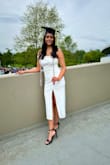 I love this dress. It is extremely elegant and flattering. It is fitted but not too tight. I used it for my college graduation, but am going to rewear it for a dinner on my bachelorette trip and for my rehearsal dinner! - Sarah S.