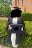 I have this dress in black and absolutely love it, so I ordered the white for graduation. I have the black in size L, but since I've gained some weight and the black was fitting a little more snug than it used to, I ordered an XL. The XL seemed pretty similar in size to the L, except the length and slit were longer/provided more coverage. Overall, I think the dress fit well. The dress is a bodycon so it fits tighter on the body but is not uncomfortable. The chest was a bit tight on my 38G's, but then again everything is tight on my chest area so that's not an issue with the dress and just a personal problem. I'm 5'8" and the dress hit just below my knee. - Madelyn D.