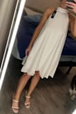 I wore these shoes with a white dress from Lulus for my wedding rehearsal. I love the way they look and the fit is perfect. But the straps cut into my feet (esp the bottom ones) and they start to hurt pretty quickly- I ended up switching to flat sandals early into rehearsal. - Hali H.