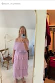 I haven't worn it yet, but I'm going to wear it for my daughter's welcome party before her wedding in August. This dress is very comfortable and forgiving. It covers up my upper arm sag, and I'm happy about that. The color is gorgeous, and the material is really nice. I can't wait to wear it - Ann C.