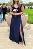 My daughter wore this dress to prom. She does not have a "model thin" body but it fits her like a glove. It is very well made and a great material (we didn't even need to iron it). She didn't have to wear a bra but was very comfortable in it. The back was beautiful and the slit gives it a fun aspect. We're always happy with our Lulus purchase. - Stacey B.