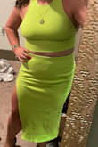 Wore this for a bday dinner and absolutely loved it! Material was tight enough [that] I didn't have to wear a bra and stretchy enough that I wasn't uncomfortable after dinner. Got tons of compliments on the color and would definitely buy again. - Megan K.