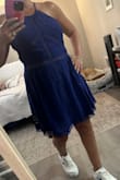 I'm a mid 40s Woman with real curves so I ordered a large even though I'm normally a medium, I wanted to be comfortable. We're going to a Vegas wedding end of May and I've been worried about being too hot. Holes for venting are perfectly placed. The bride loves it. I'm pairing with a pair of Nike platforms with the blue swoosh. Very happy with fit and style. - Jamie R.