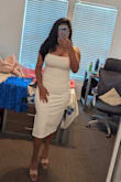 I wore this dress on my graduation. This dress fits wonderfully, hugging all the right places like a glove. Unfortunately, the material doesn't quite match the great fit. After just one wear, the fabric began to lint up, which was disappointing. The quality of the material doesn't seem to hold up to even minimal use, which detracts from the, otherwise, perfect fit of the dress. - Srishti J.