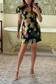 Very flattering and chic! The jacquard material is thick and wrinkle resistant, looks high quality. I love the gold features and the puffy sleeves. A bit tight, which I preferred as it made me look slim. - Maria R.