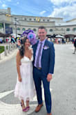 I ordered to wear to the Kentucky Derby. I originally ordered a medium because I am always that size. I couldn't get the dress to zip up even after a few saunas. So I ordered a large. It fits like a medium. The bust and rib cage have ZERO stretch, so carefully measure that and size accordingly. Likely size up. The straps are beautiful bows. The dress is light and the stitching is gorgeous. I even have my nails done to match. - Kelly L.