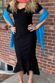 This dress is gorgeous! It hugs in all the right areas but not too tight in the stomach. The off-the-shoulder cut is sexy but not too much. It was also super comfortable! I wore it to a gala and also plan to wear it on a date with my husband. - Rebecca B.