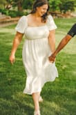 While this dress does have a casual vibe, I dressed it up for an engagement shoot. It was very comfortable and the chest part was stretchy enough that it actually fit (a lot of Lulus dresses don't) loved the sleeves and the pockets too! - Meagan W.