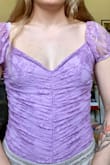 This is the most adorable spring summer top!! The liner on the inside is smooth as butter, and it is very flattering on your body. I am normally hesitant of balloon style sleeves, but these don't bother me at all! This is a very unique and cute blouse without being super over the top. Overall, in love with this blouse! - Emma P.