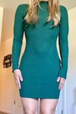 The material of this dress is so soft, and it is very easy to wear. This dress succeeds with its ability to hug your curves without leaving you looking unflattering. My husband loves this dress, it is his favorite! Most turtlenecks can be annoying and bothersome, but I had no issues with this turtleneck! Very comfortable. - Emma P.
